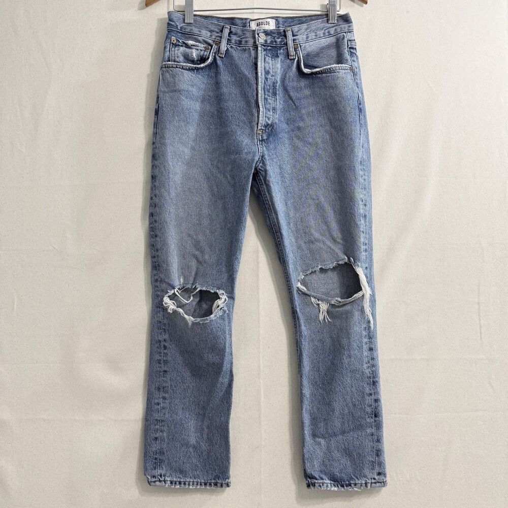 AGOLDE Riley Crop Jeans Womens 28 High Rise Slim Straight Distressed A056D-1206